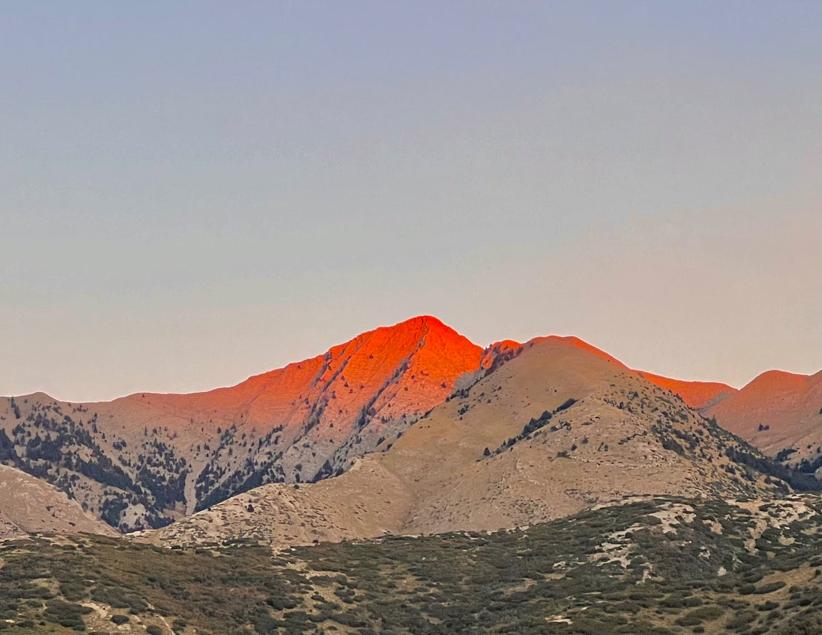 Mountain landscape in Mani at sunset
